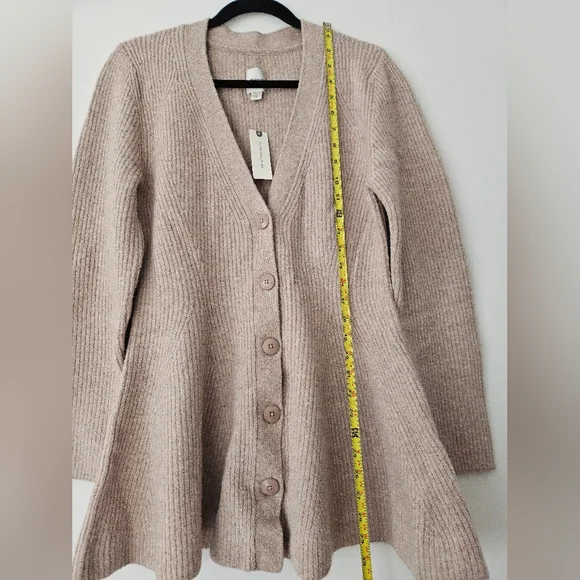 NWT Maeve Wool Blend Hourglass Ribbed Knit Cardigan Sweater Anthropologie Sz L - Picture 12 of 16